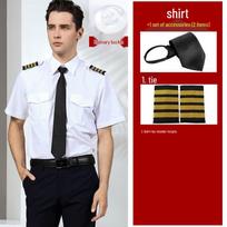 Pilotų ir palydovų uniformų rinkinys: Balta vasarinė marškinė su ilgomis/trumpomis rankovėmis L black