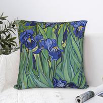 Pillow Cover Van Gogh Oil Painting Graphic Cushion Cover  Fashion Pillow Case For Sofa Home Decoration Pillowcases 55X55CM blue