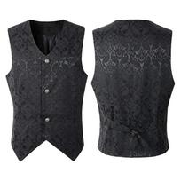 Vyriškas vintažinis liemenė, Viktorietiško stiliaus, Steampunk, Gotikinė žakardo kregždutės viršutinė dalis, Kilnus kostiumas vyriškam švarkui 3XL juoda