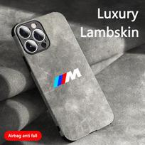Luxury Suede All-inclusive Phone Case BMW-M Emblem For iPhone 11 12 13 14 15 16 17 Pro X XR XS Max Mini 7 8 Plus Protector Cover usdf03 For iPhone 17 pilka