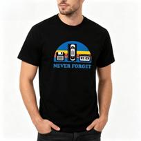 Retro Tech Tshirt Floppy Disk Vhs Graphic Tee For Unisex Casual Top Black White 4XL black