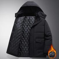Žieminė striukė Vyriška Šilta Parkas Su gobtuvu Kailis Fleece Vyriškos striukės Outwear 8XL black