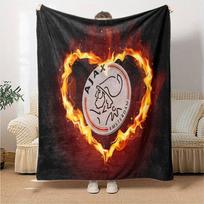 Ajax Amsterdam Crest flanelinis pledas, minkštas poliesteris, modernus dizainas, visų sezonų, skirtas stovyklavimui, kelionėms, dovanoms šventėms ar gimtadieniams 130x150cm