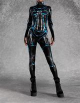 Helovino Cosplay Kombinezonas Su 3D Spalvingu Spaudiniu Moteriai Rolei Žaisti Black Blue,S gray