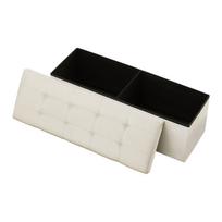 VEVOR Foldable Storage Ottoman Bench, End of Bed Bench with Side Bags, Folding Upholstered Storage Chest Supports 660 lbs 54 x 34.5 x 34.5 cm smėlis