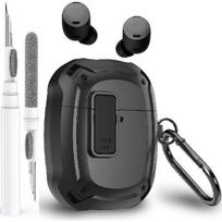 Olytop for Google Pixel Buds Pro 2/Pro Case Cover with Lock Clip & Cleaner Pen 2024/2022, Shockproof Protective Hard Shell Skin with Carabiner Men juoda