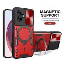 360 Rotating Magnetic Slide Camera Protection Phone Case For Motorola G86 G56 G35 G64 G34 G84 G55 G53 Kickstand Armor Ring Cover Motorola Moto G85 raudona