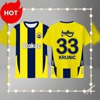 Naujausia populiari futbolo serija Fenerbahce marškinėliai Tas pats marškinėlis vasarai vyrams ir berniukams Apvalia kaklo marškinėliai L balta