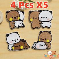 4Pcs Panda Bubu And Yier Embroidery Patch Bubu And Dudu Stickable And Sewable Fabric Homemade Clothing, Backpacks, Shoes, Patch