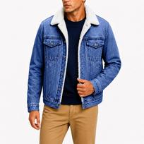 Men's Denim Jacket Loose Fit Jacket for Fall Winter Casual Daily Wear S gray