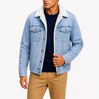 Men's Denim Jacket Loose Fit Jacket for Fall Winter Casual Daily Wear S gray