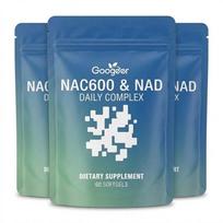 NAC 600 + NAD+ Ląstelinio ilgaamžiškumo ir antioksidacinė parama - Kasdienės minkštos kapsulės (30 dienų tiekimas) 3pack