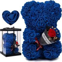 Multicolors Eternal Rose Bear Rainbow Birthday Valentine's Day Flower Artificial Flower mėlyna