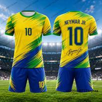 2 dalių komplektai Vaikams Sportinis kostiumas Neymar #10 spaudinys Marškinėliai+Šortų rinkinys Sportinis Futbolo marškinėlių kostiumas Laisvalaikio Vaikams/Suaugusiems drabužiai 120 yellow