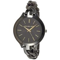 MICHAEL KORS Slim Runway Women's Quartz Watch Black Dial Black Ion-Plated Stainless Steel bracelet Strap 42mm MK3317 juoda