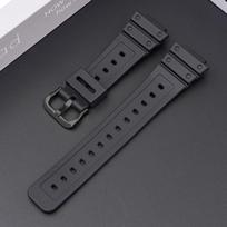 16 mm silikoninė laikrodžio apyrankė, skirta Casio DW-6900/GW-M5610/DW-5600E Minkšto TPU spalvoto laikrodžio dirželio juoda apyrankės pakeitimo apyrankė Black Buckle juoda