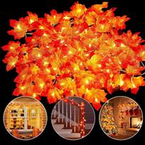 Padėkos dienos puošmena apšviečia rudens girliandą, klevo lapų žibintus patalpose, šventės rudens šeimos vakarėlis, Helovino kalėdinis papuošimas 2m 20leds