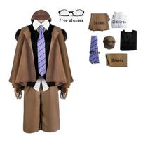 Edogawa Rampo Cosplay Bungo Benamiai šunys Edogawa Rampo Cosplay Kostiumai Detektyvas Uniforma Perukas Kostiumas Helovinas Kalėdų Vyriški drabužiai XL black