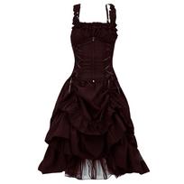 Fietong_Patricia999 Moteriška gotikinė vintažinė suknelė Steampunk Retro Court Princesės suknelė be rankovių L black