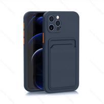 Prabangus silikoninis kortelių laikiklio piniginės dėklas, skirtas iPhone 16 15 14 13 12 11 Pro Max Plus smūgiams atsparus telefono dėklas Kortelės lizdo dangtelio priedai For Redmi A3 tamsiai mėlyna spalva