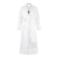 Vientisos spalvos kunigo kostiumas Helovinui, kunigas, viduramžių, vintažinis, cosplay kostiumas L white