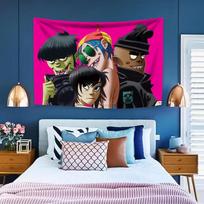 Muzikos grupės „Gorillaz“ gobelenas, pop roko gobelenas, namų dekoravimas, didelis audinio sienos užvalkalas, miegamasis, bendrabučio fonas, sofos antklodė 29x37in