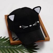 Nauja katės ausų vilnos kepurė su snapeliu beisbolo animacinio stiliaus medvilninė lauko sportinė laisvalaikio kepurė nuo saulės Cosplay madinga pliušinė kepurė One Size juoda