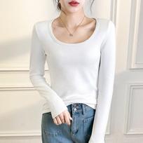 Thermal Underwear Women's Top Fleece Thickened Bottoming Shirt New Autumn Clothes XXL balta