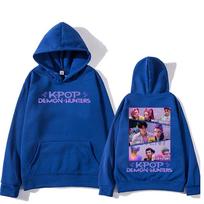 Kpop Demon Hunters HUNTRIX Saja Boys Hoodies Casual Gift Sweatshirt Women Men High Street Pullovers Long Sleeve 3XL blue