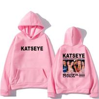 KATSEYE: THE BEAUTIFUL CHAOS TOUR 2025 Spausdinti džemperiai Vyrams Moterims Laisvas Madingas Gobtuvas Ilgomis rankovėmis Vintažinis Flisinis Juodas Džemperis S pink