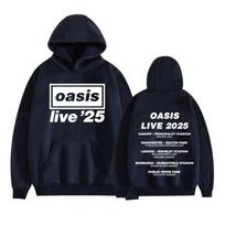 Roko Grupė O-Oasis Live 25 Pasaulinis 2025 M. Turas Dangtelis Megztinis Vyriška Mada Ilgomis Rankovėmis Gobtuvas Unisex Per dydį Džemperis Gatvės Stilius S black
