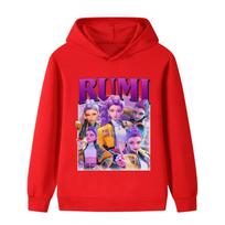 B1208 Kids Boys Girls Kpop Rumi Zoey Mira Print Long Sleeves Hoodie 170cm raudona