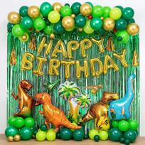 Dinozaurų tema Tamsiai žalias latekso balionų rinkinys Gimtadienio dekoravimo reikmenys Jungle Balloon Set yellow