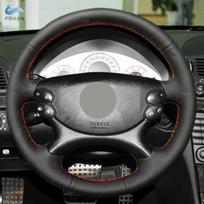 Pynimo vairo apdangalas Mercedes Benz E-Class W211 CLK-Class C209 A209 C219 W463 SL-Class R230 automobiliui, odinis vairo dangtelis black line gray