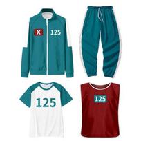 Yousheng 4 vnt./rinkinys Korėjietiško žaidimo Cosplay kostiumas Kalmarų serijos sportinis kostiumas Džemperis Striukė Kelnės T-shirt Liemenė rinkinys vyrams moterims Cosplay Bėgimas 4XL K blue