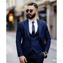 Vyriški kostiumai Juodi dryžuoti smailios atlapai Slim Fit Kostiumas Homme Laisvalaikio 3 dalių Vestuvinė striukė Liemenė Kelnės Verslo švarkų rinkiniai 5XL bedugnė