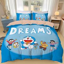 Japonų anime Dora-emon Antklodė Užvalkalas 3D Spausdintas D-Doraemon Lovos Patalynės Komplektas Antklodės Užvalkalas Vaikams Mergaitėms Berniukams Paaugliams AU Single(140*210cm)3pcs