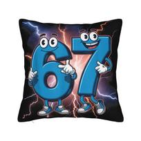 67 Six Seven Italian Brainrot Meme Pillowcase Doublesided Printing Polyester Cushion Cover Decor  Pillow Case Cover 30x30cm 12x12in