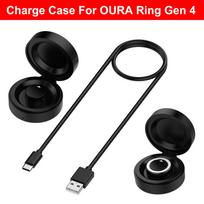 Suderinamas su Oura Ring 4 kartos 3 kartos įkrovimo dėklu Nešiojama saugi įkrovimo stotelė su USB-C laidu išmaniojo žiedo priedams Size 13 black