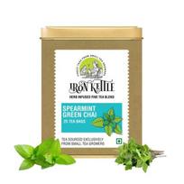 Iron Kettle Spearmint Green Tea | High Grown Green Tea bag blended with Natural Spearmint| Sourced exclusively from small tea growers | 25 Tea Bags 50GM beige