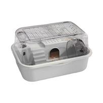 Clear View Rodents Habitat Detachable Pet Cage with Running Wheel and Enrichment Climbing Structure for Small Animal pilka spalva