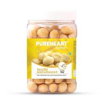 Pureheart Salted Macadamia, 333 gm| Premium Roasted Australian Macadamia Nuts, Rich in Antioxidants - Whole, Exotic - Reusable Jar 333GM beige