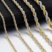 Aukštos Kokybės 2/3/4/5MM Klasikinė Susukta Grandinėlė Nerūdijančio Plieno Vėrinys Neblunkantis Madingi Papuošalų Aksesuarai Vyrams Moterims Width 4mm&26inch (65cm) gray
