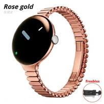 Ovalios formos grandinėlės laikrodžio apyrankė Google Pixel Watch 4 41mm / 3 45mm nerūdijančio plieno riešo dirželis su drugelio užsegimu Šampaninė G Google Pixel Watch 41mm rožinio aukso spalvos
