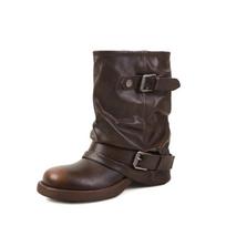 Wasteland Trendy Spice Pants Boots Pleated Buckle Band Thick Heel Short Boots Women's Vintage British West Cowboy Martin Boots 38 ruda