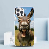 Juokingas asiliukas minkštas dėklas iPhone 16 17 Air 15 14 Pro Max 16E telefonui 13 Mini 12 11 7 SE 8 spausdintas raštas tinka dėklams 16 17 Air iPhone 12 (12 Pro) gray