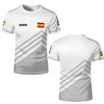 Ispanijos vėliavos grafikos futbolo marškinėliai, Greitai džiūstantis kvėpuojantis T-shirt, Vyriški moteriški sportiniai treniruočių marškinėliai, Laisvalaikio geometrinio rašto vasaros viršutiniai drabužiai XL white