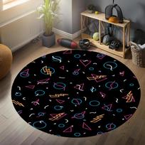 Apvalus kilimas žaidimų kambariui „Arcade Round Rug Spacey“, žaidimų kilimas, arkadinis kilimas, populiari svetainės dekoracija, neslystantis, skalbiamas, plotas 60cm gray