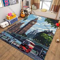 Big Ben London Scene patter printed rug for Living Rooms carpet for home sofa bedroom, gift mat 60cm x 90cm gray