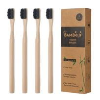 4Pcs Bamboo Toothbrush Biodegradable20,000 High Bristle Count Toothbrush - Micro-Nano Extra Soft Bristles for Sensitive Teeth black